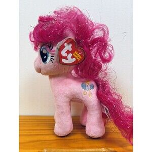 Ty My Little Pony PINKIE PIE Beanie Baby 7” Plush Pink Horse Comb-able - NEW